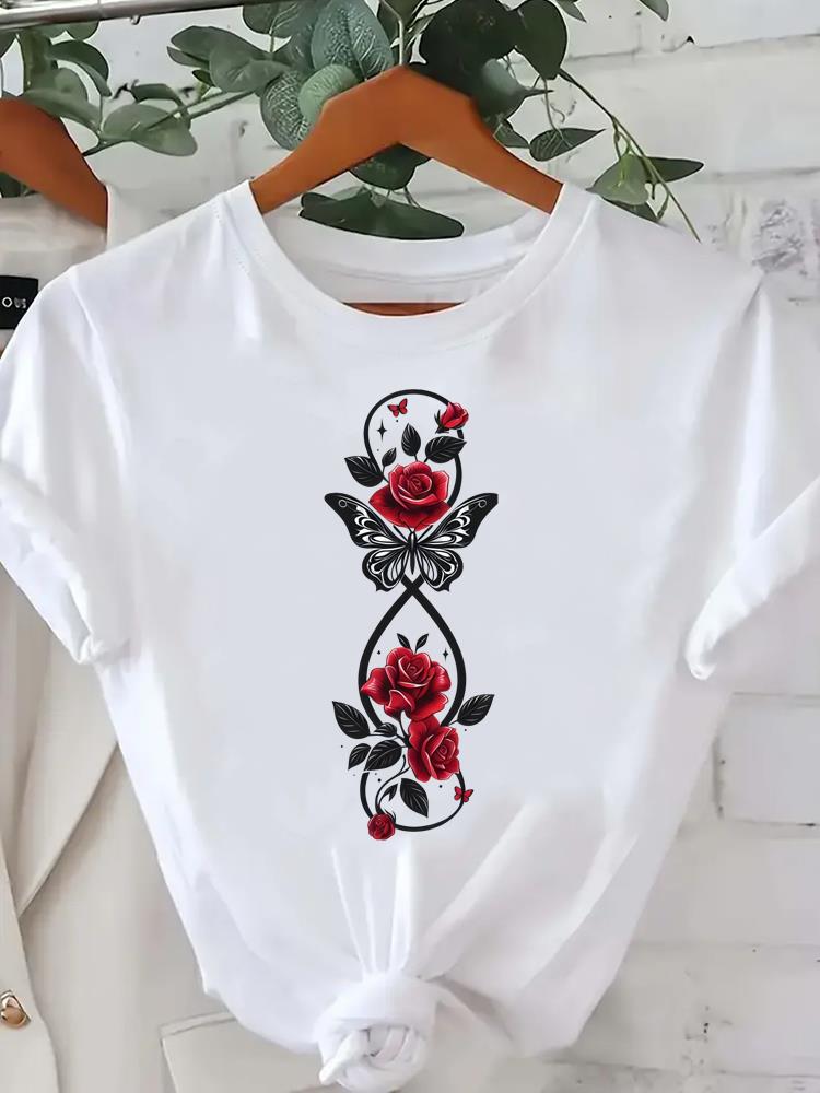 (Asian Size) Butterfly Cute 90s Tee Clothing Lady Female Top Printed Women Casual T Shirt Fashion Graphic Short Sleeve T-shirts