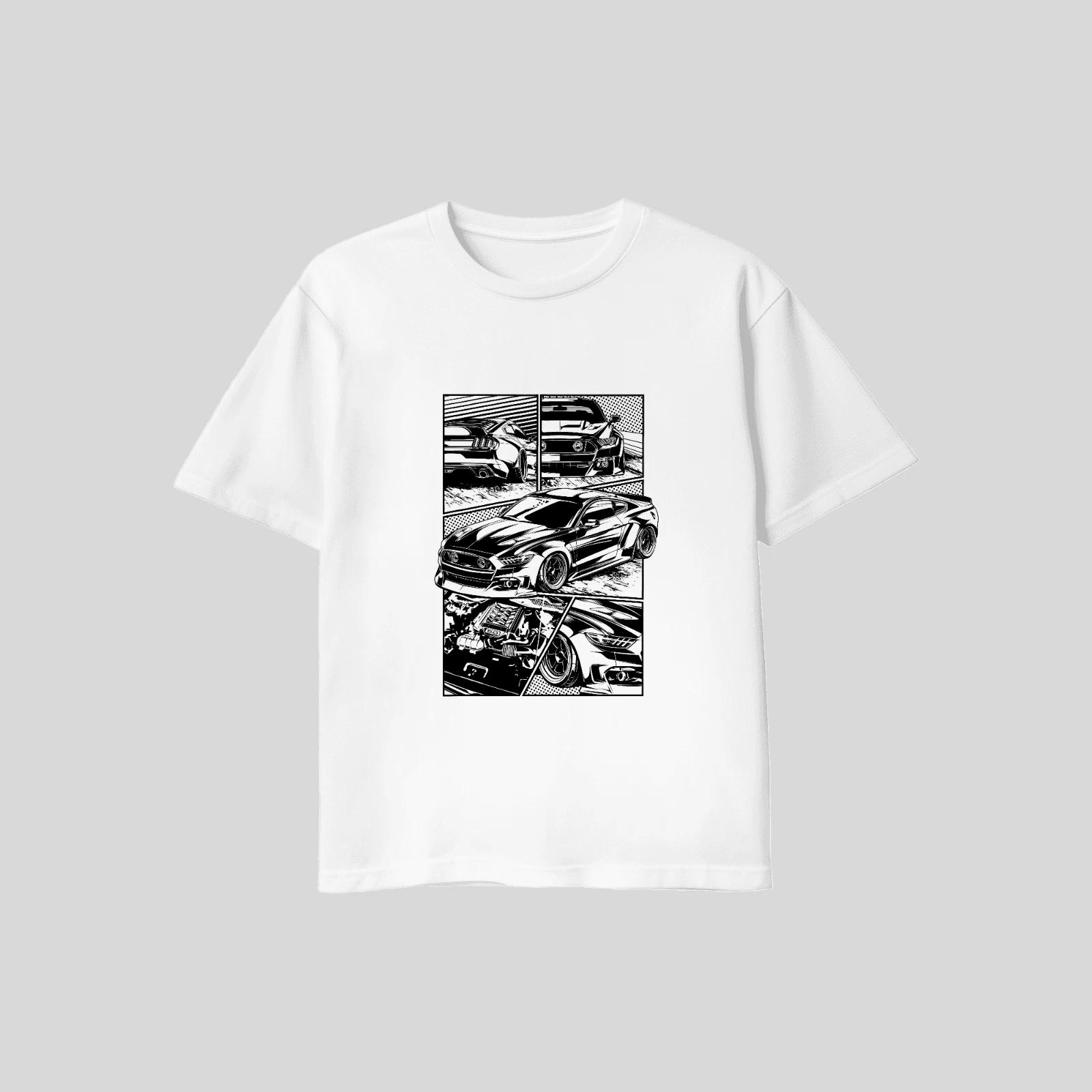 Unisex Adult Casual Graphic Comic Book Ford Mustang Wide Body T Shi... M