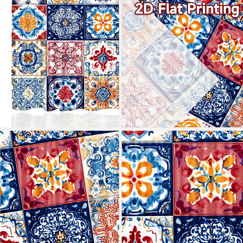 2 Stück, 2D-FLACHDRUCK Vorhänge (Ohne Stange) Bunte Fliesen(1) Feiertag Halloween Weihnachten Bedruckte Vorhänge Langlebiges Polyester