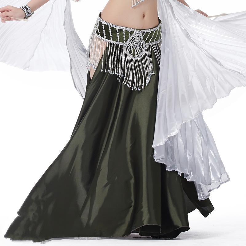 Double Slit Color Ding Skirt Belly Dance Big Swing Skirt Dance Skirt Belly Dance Stage Performance Skirt Color Shiny Skirt