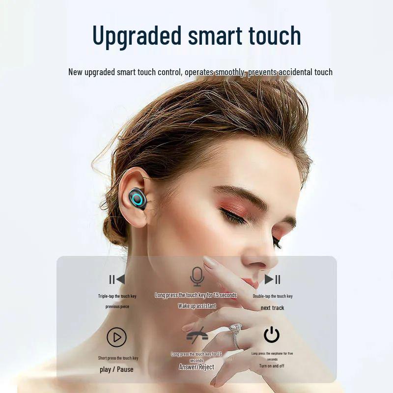 2025 Dual-Ear Bluetooth Sports Gaming Earphones with Touch Controls & Extended Battery – Compatible with All Mobile Phones.