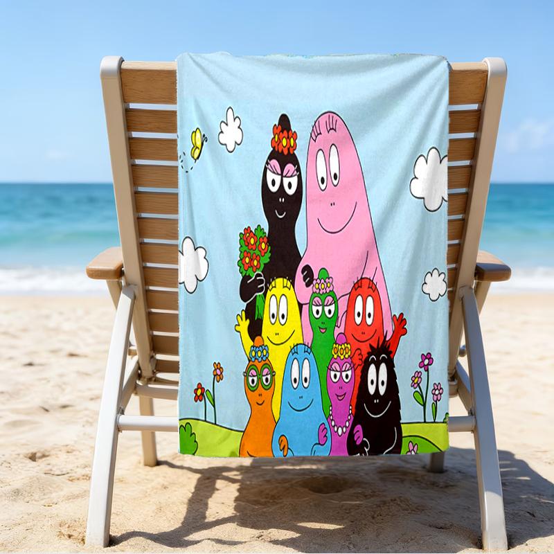 proof beach towel with a Barbapapa pattern - soft,absorbent,quick-drying,machine washable - perfect for swimming,camping,bathing
