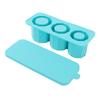 Tumbler Ice Mold Easy Fill Silicone 3 Cavity Hollow Cylinder Ice Ring for Whiskey Cold Drink Lake Blue