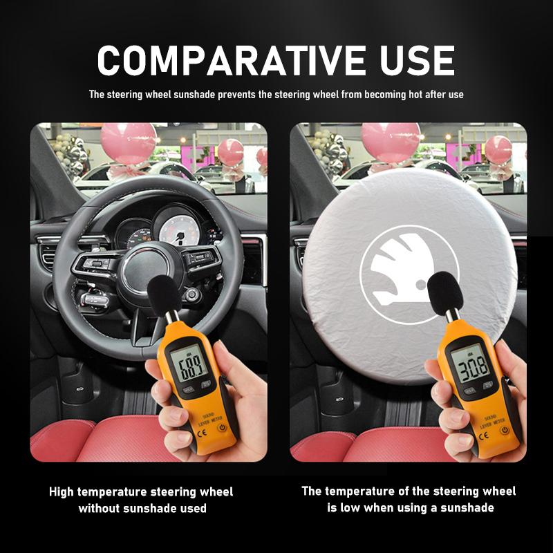 For Skoda Summer Car Steering Wheel Anti-Heat Sun Shade Cover Rapid Octavia Derivative Enyaq-iV VisionS Yeti Scala xknp33
