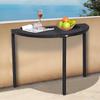 Balkontisch, Gartentisch, Gartenmöbel, Halbrund, Polyrattan, Metall, Schwarz, 100 x 50 x 74 cm