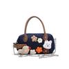 Bolsa de Maquiagem Estilo DIY Água-viva Bolha, Salame Cítrico, Bolsa de Ombro, Armazenamento Portátil, Tecido Jeans, Estilo Miu, Festa Divertida Tendência