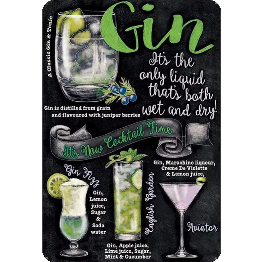 

1 шт. Винтажное металлическое настенное искусство с изображением бокалов для коктейлей и мартини, обязательный элемент декора 20x30cm синий