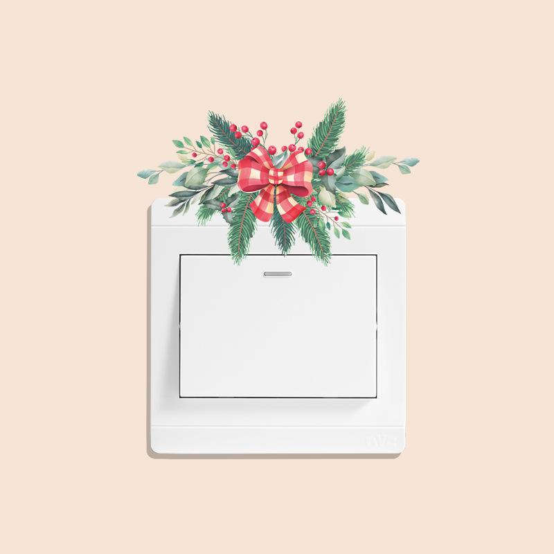 Green Plants Rose Daisies Peony Flowers Leaf Switch Stickers Home Decoration Wall Stickers Self-adhesive