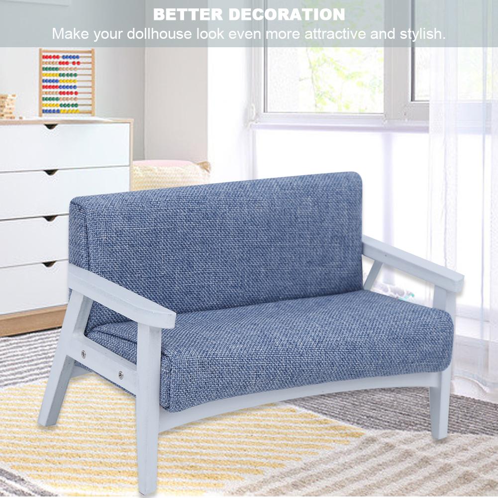 1:12    Ature   Toy Furniture Model Japanese Wooden Armchair Fabric Sofa