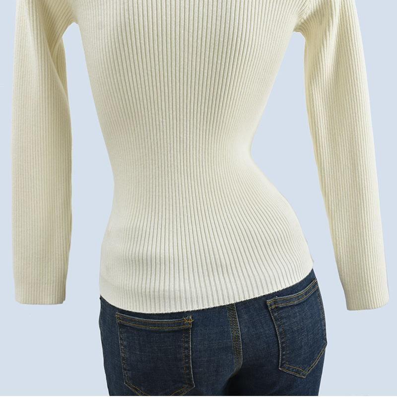 Autumn and Winter Half Turtleneck Cut Out Pure Color Knitting Sweater Pullover All-Matching Warm Tops Bottoming Shirt for Women Stylish