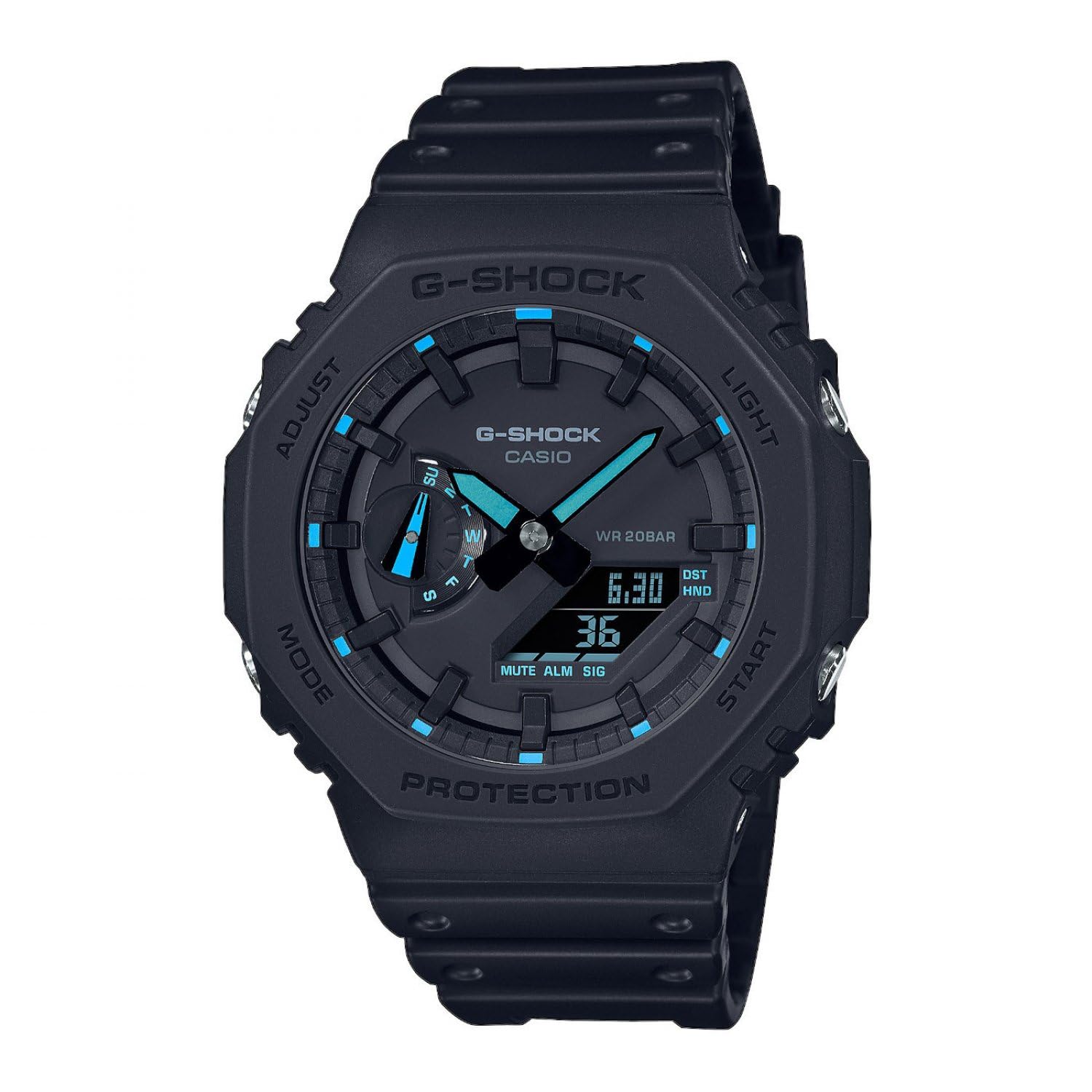 Casio GA-2100-1A2ER Blue Resin Digital Quartz Mens Watch one size fits all GA-2100-1A2ER.