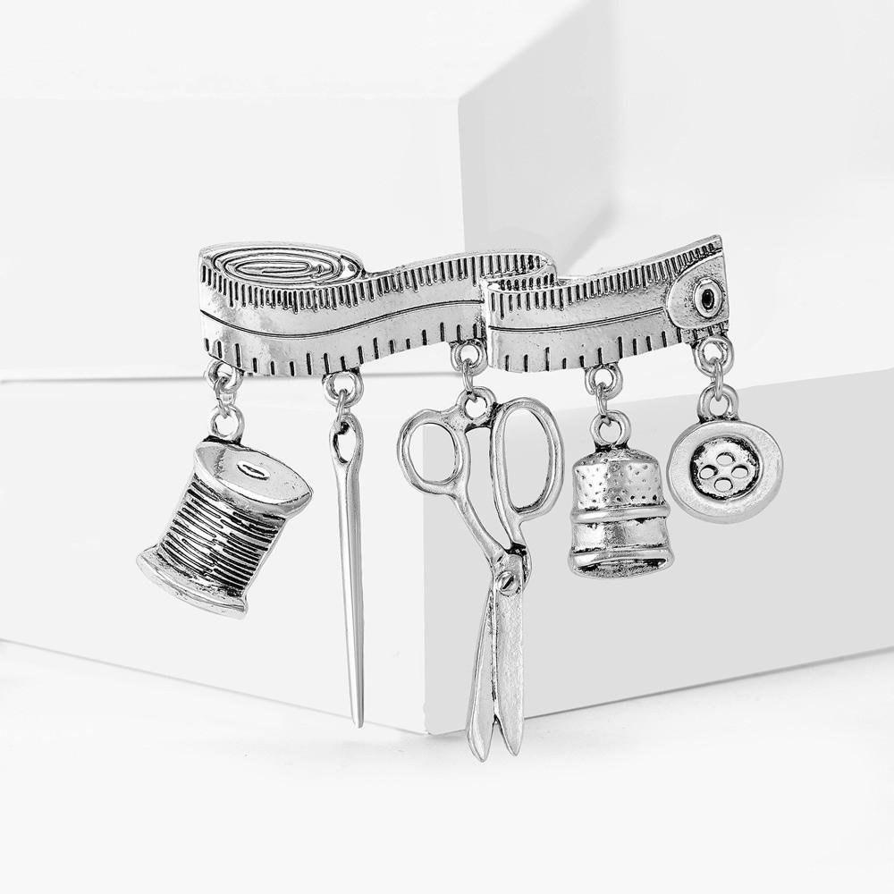 DIY Tailor Tools Brooch Vintage Metal Corsage Ornament Unique Sewing Supplies Brooch  Daily Wear