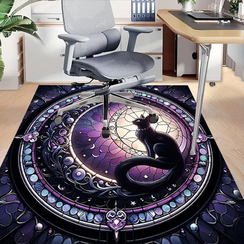1PC Stained Glass Cat Extra Large Non Slip Floor carpet, Office, family, Studio Large Area Rug Indoor Rugs, Bold Statement Piece