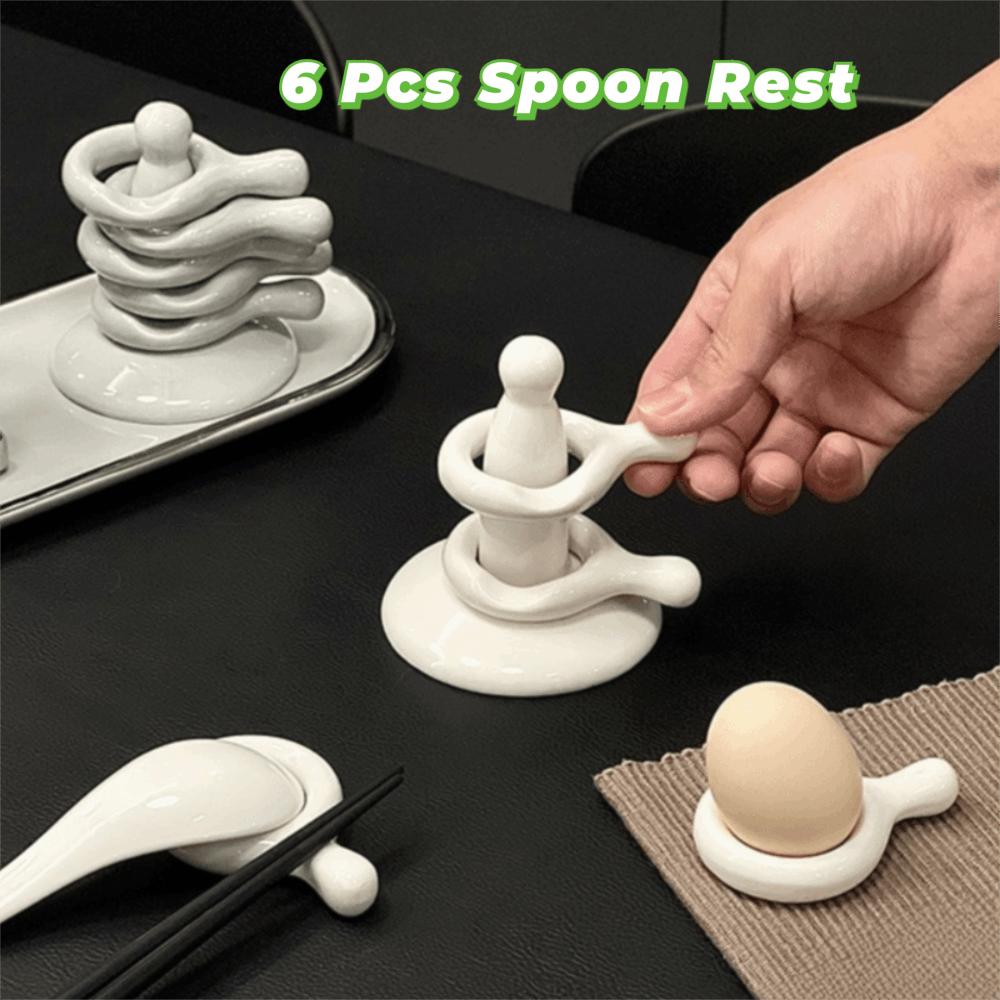 Stacking Ceramic Spoon Rest Set Q Shape Chopsticks Rack Chopsticks Pillow Dining Table Decoration