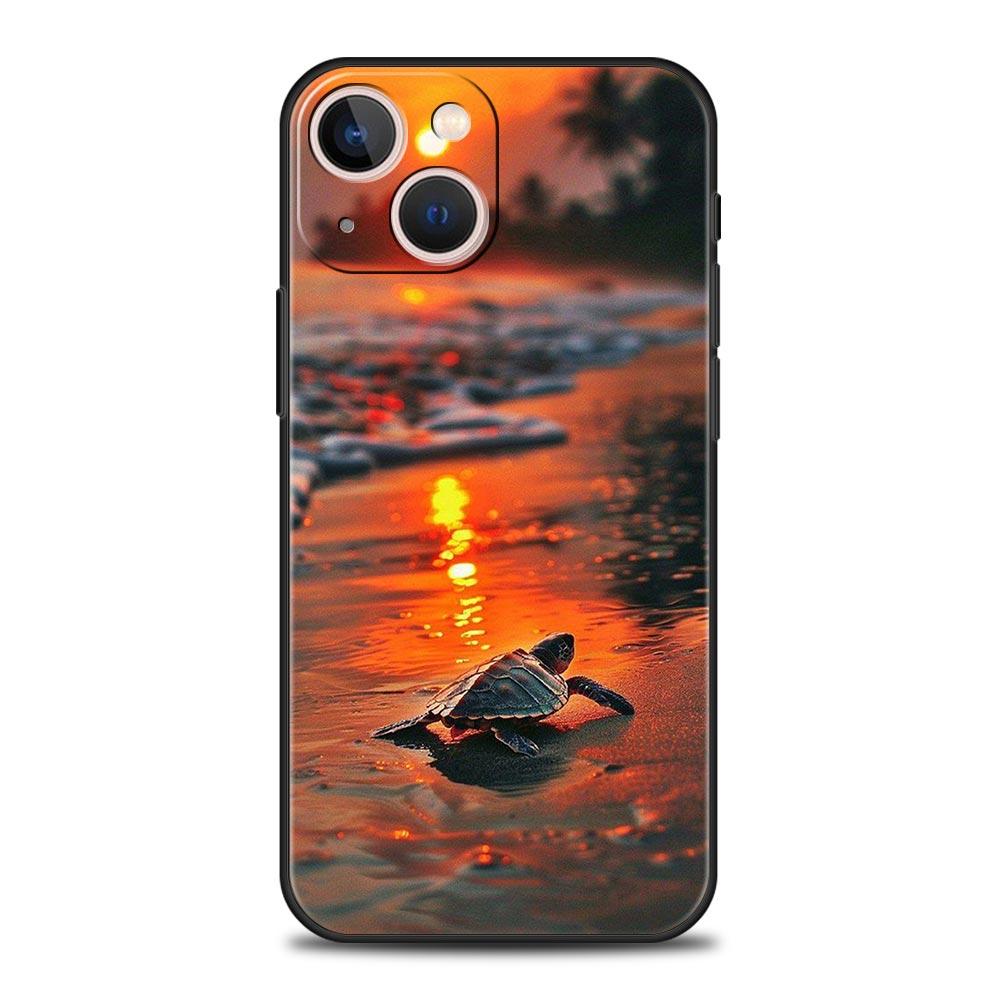 Summer Beach Scene At Sunset On Sea Palm Tree Phone Case For iPhone 16 13 15 14 12 11 Pro MAX XR X SE XS 7 8 Plus Soft TPU Cover