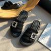 Platform Beach Shoes Slippers One Word New 2025 Summer Versatile Wear Rhinestone Fashion Sandals