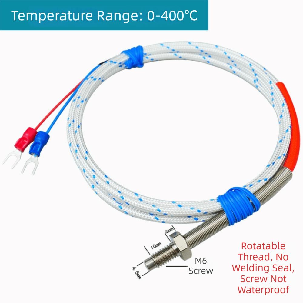 Flexible Probe K Type Thermocouple Sensor Stainless Steel Probe High Temperature Industrial Thermocouple Spring Tip M6 Threaded