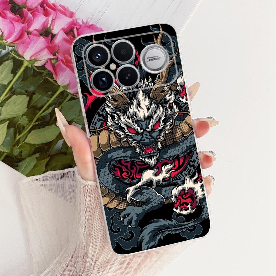 For Xiaomi POCO F8 Ultra Case Luxury Dragon Cartoon Transparent TPU Protection Cover For Poco F8 Pro Ultra PocoF8 Pro Soft Funda