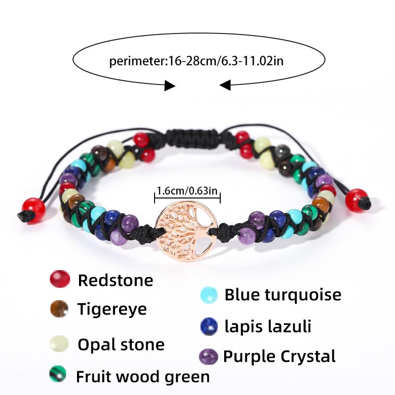 

Новый браслет из натурального камня с бусинами ручной работы, двухслойный, из лазурита и аметиста, обернутый, браслет для йоги «Древо жизни» 16.5-28cm