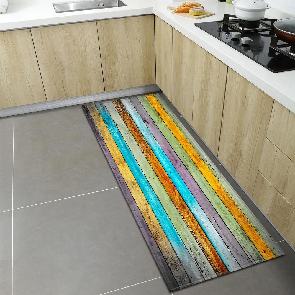 Wood Grain Floor Pattern Home Kitchen Floor Mat Door Front Decoration Floor Mat