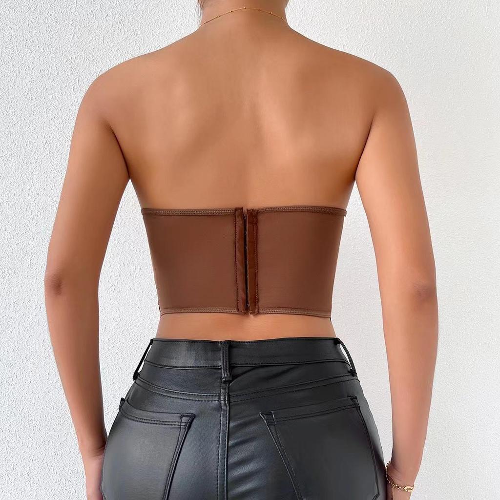 2023 European & American INS Style Lace Mesh Rose Tube Top Vest