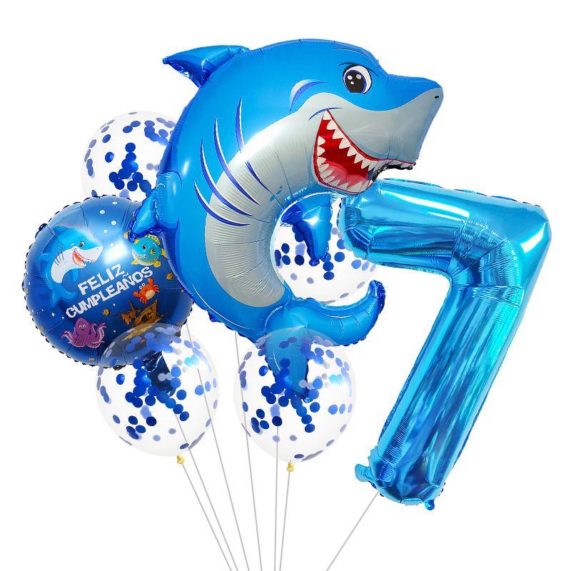 Ocean Theme Balloon Set Kids Birthday Number Balloon Decor