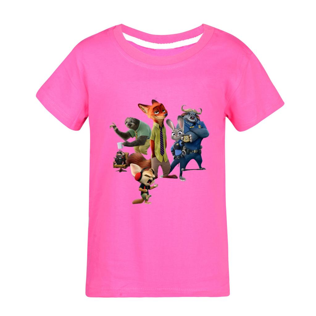 Fashionable Round Neck Short Sleeve Work Clothes Printed Tops For KID Summer Tops