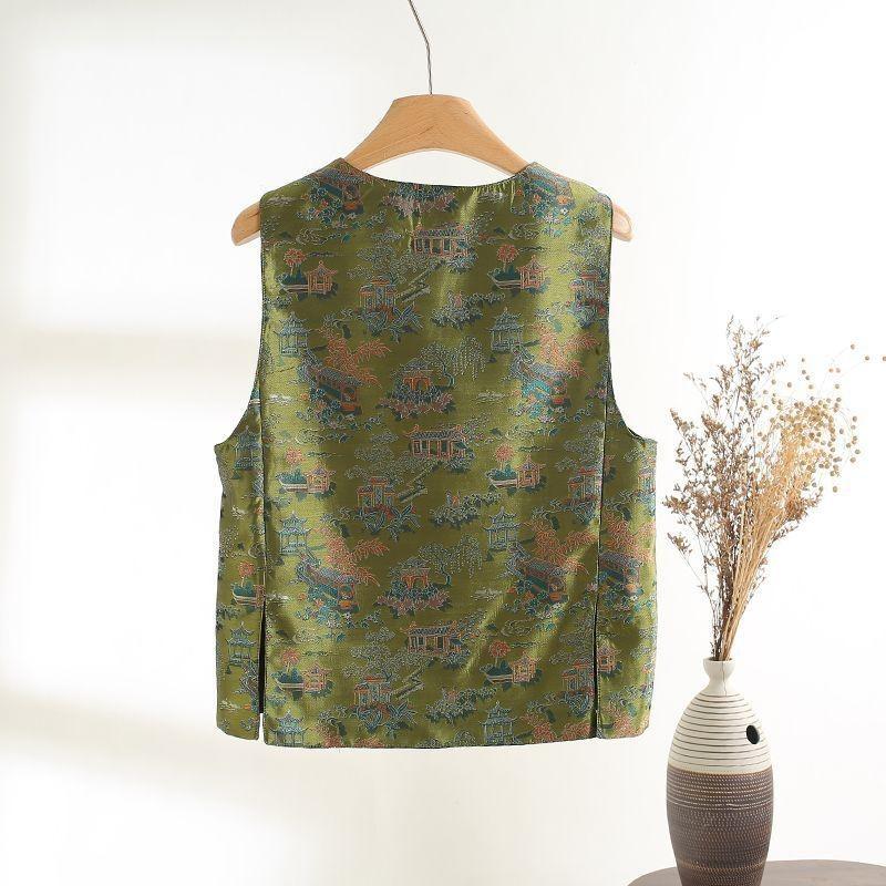 Year buckle jacquard vest women's 2025 spring clothing new design sense niche literature and art