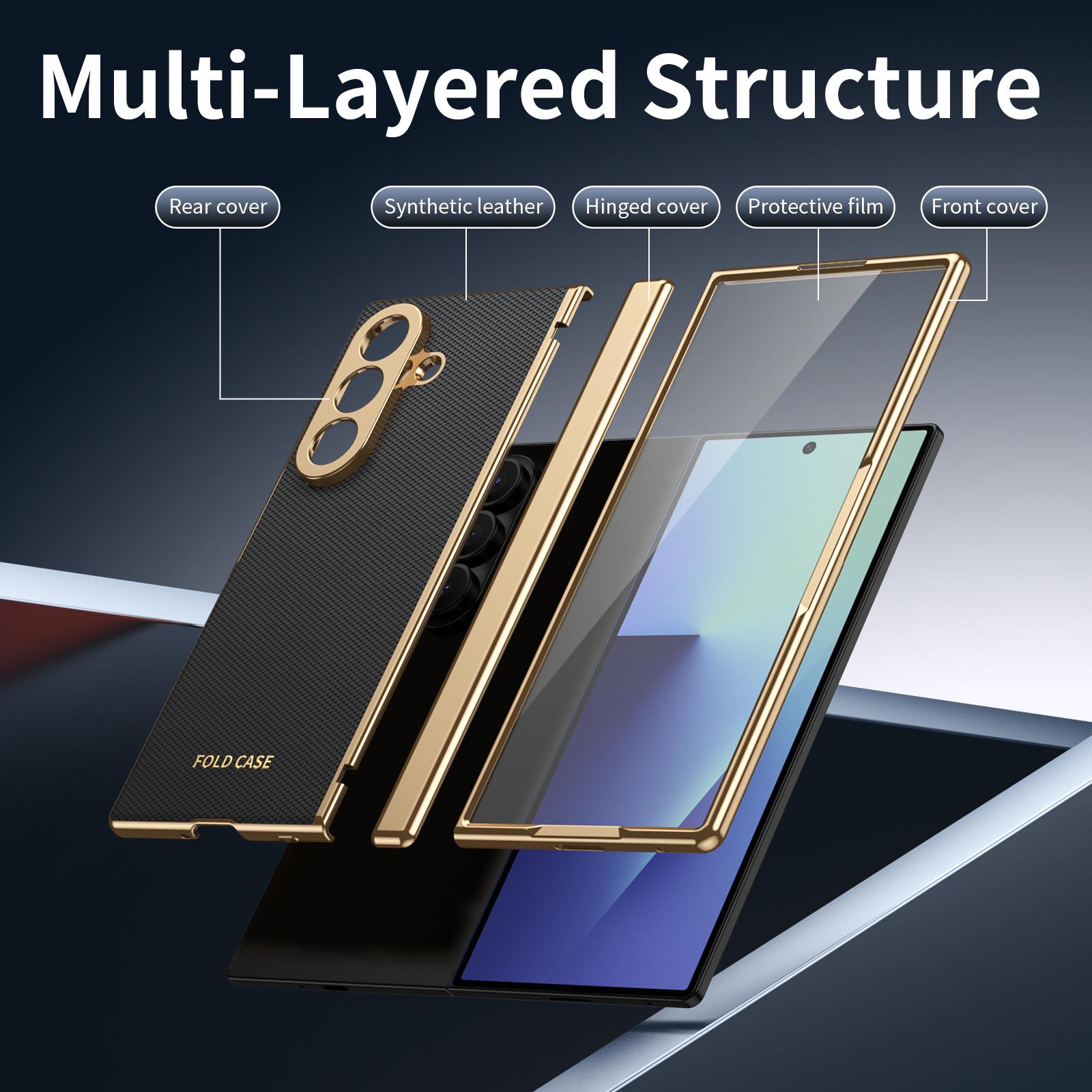 

Case for Galaxy Z Fold 7/6/5/4 Phone Case With Screen Glass Film, Hinge Protector, Simple Solid Color Atmosphere Good Hand Feel Galaxy Z Fold4 чорний