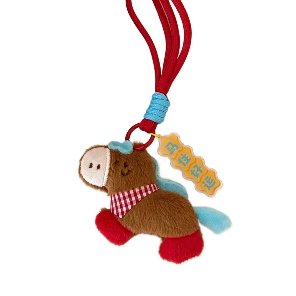 Funny Horse Year Pendant Good Luck Plush Horse Keychain Portable Bag Charm New Year Gift