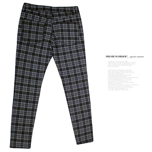 One Colors Men's Checked and Striped Skinny Pants, Stretch Slim Fit, Size Small, Charcoal Check