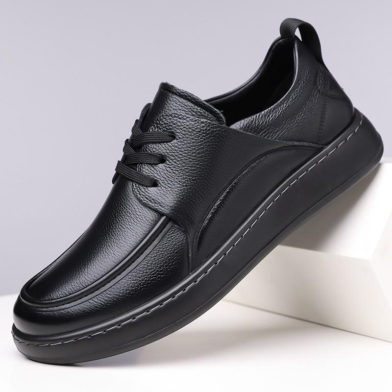 New autumn and winter business casual leather shoes soft surface soft sole derby shoes 38 [standard leather shoe size] чёрный