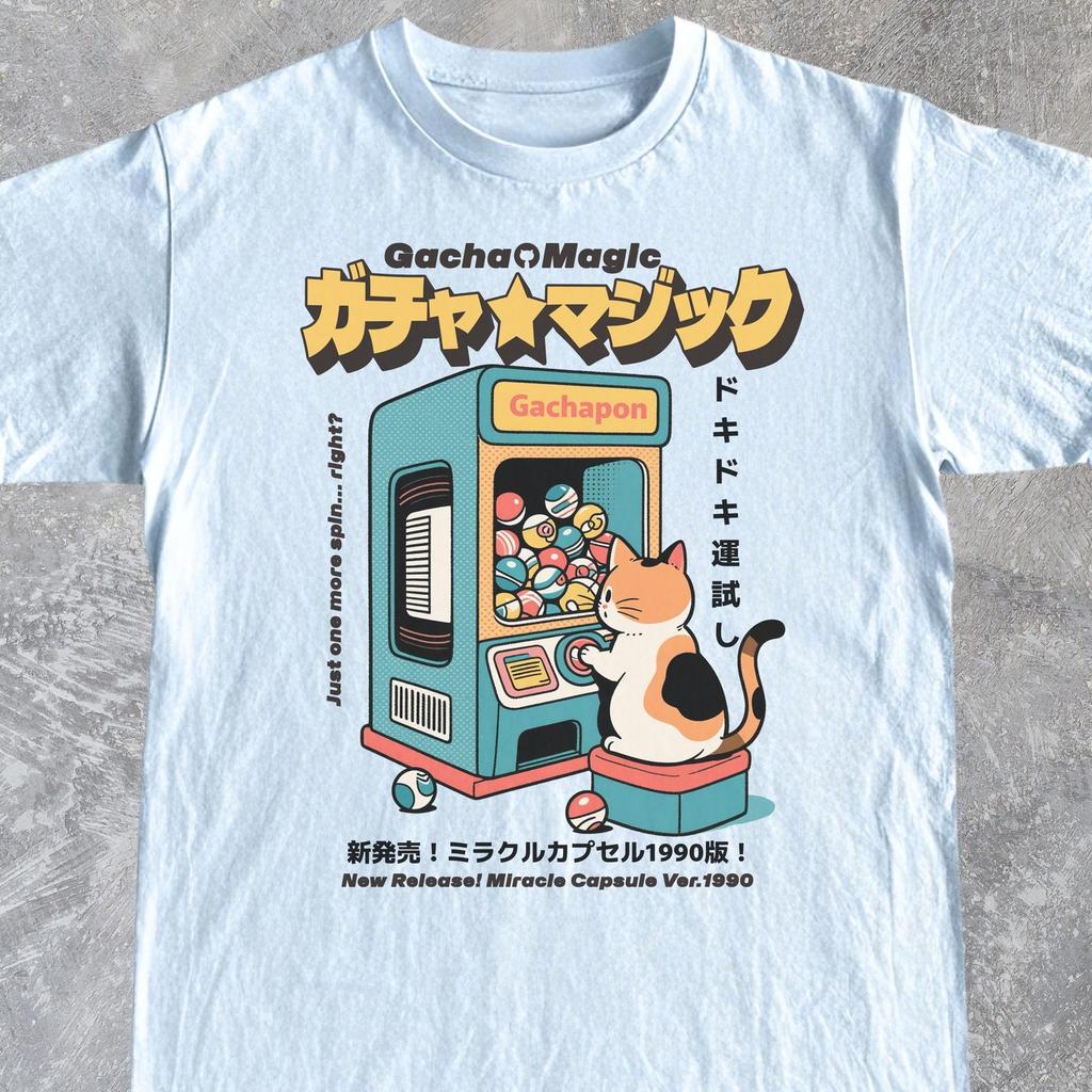 Retro Japan Cat Gashapon Toy Capsule T-Shirt, 90s Anime Tee, Harajuku Japanese Streetwear, Vintage Nostalgia Shirt, Anime Cat lover Gift