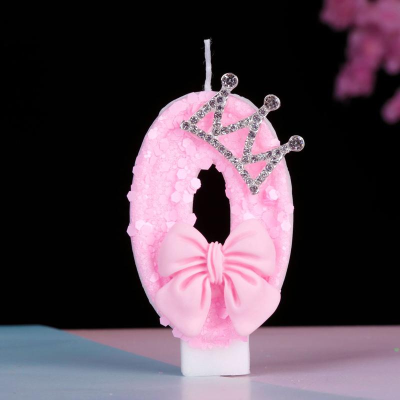 1pc Number Cake Candle Pink Glitter Birthday Candle 0-9 3D Number Candle Cake Topper Birthday Party Cake Decor