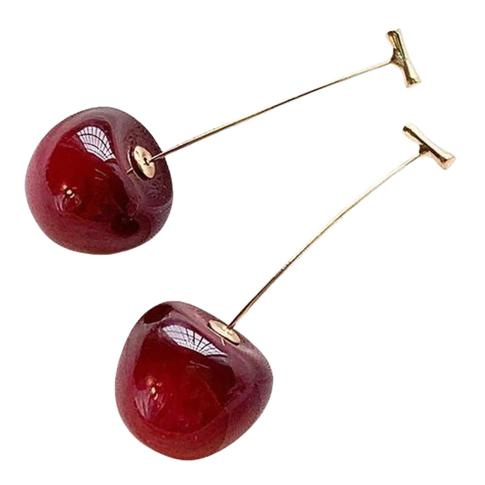 

Вишневые серьги-капли, длинные серьги-подвески, модные украшения для ушей, милые серьги-подвески, серьги-заявления для женщин и девушек L темно-красного