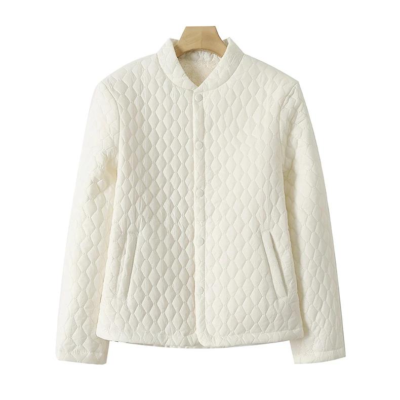 Women's Solid Color Button Long-sleeved Cardigan Jacket Round Neck Casual Fashion Top