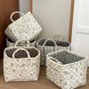 Floral Fabric Storage Basket With Foldable Handle For Home Organization And Gift Use