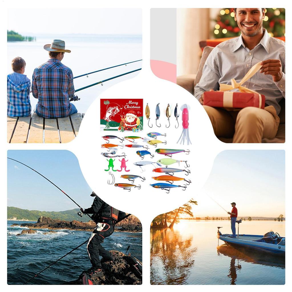 Christmas Countdown Calendar Fishing Accessories 24 Days Advent Lures Fishing Gear Calendar Countdown To Christmas For Men
