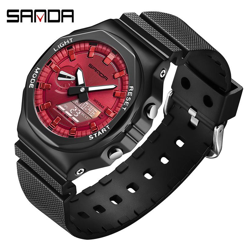 

Sanda Octagonal Men s Waterproof Sport Watch with Alarm & LED Display.