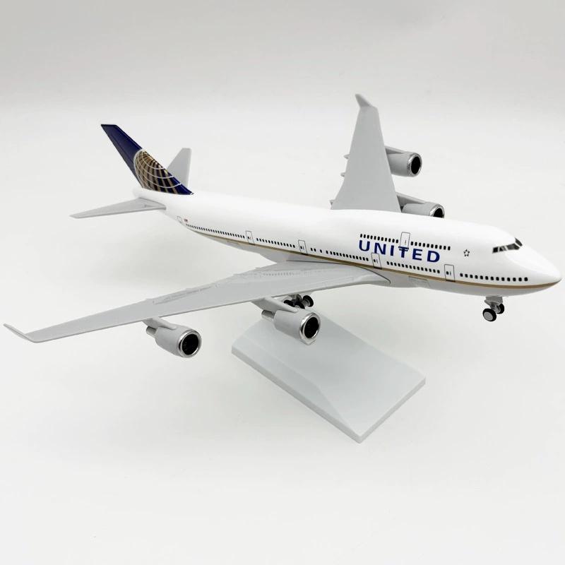 

30CM United Airlines Airplane B747 1:240 Scale Miniature Plane Aviation Model With Stand & Wheels Souvenirs Aircraft Gifts