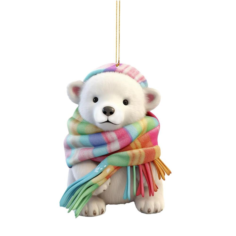 Creative Polar Bear Pendant Christmas Tree Ornament DIY Happy New Year Merry Christmas Present Handmade New Year Decor