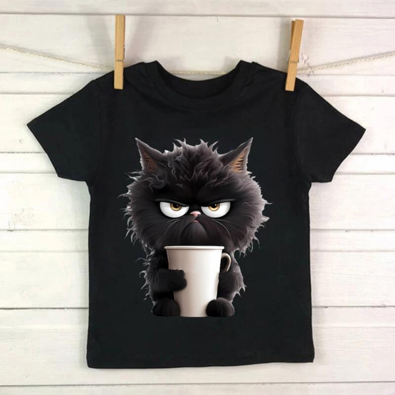 Japanese Anime Kid T Shirt Cat Kawaii Manga Children T-shirt Kids Clothes Tshirt Tops Tee Boys Girls Tee Baby Cute Y2k