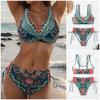 Bohemian Floral Print High Waist Bikini Set Twist Front Two Piece Swimsuit