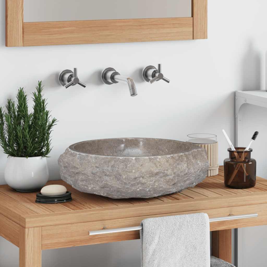 Grey Wash Basin Ø40x12 Cm Marble
