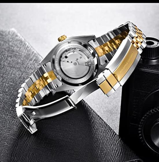 Pagani Design Men's Automatic Watch with Japanese-Made Movement, Water-Resistant Ceramic Bezel, Stainless Steel Strap, Sapphire Crystal, and Diver's