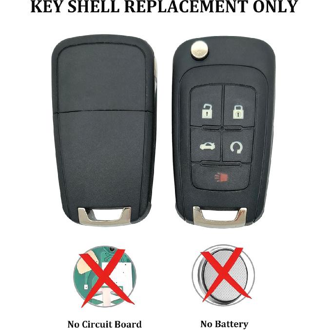 Key Fob Case Shell Replacement Fits for Chevy Cruze Malibu Equinox Sonic Impala GMC Terrain Buick Regal Lacrosse 2010 2011 2012 2013 2014 2015 2016