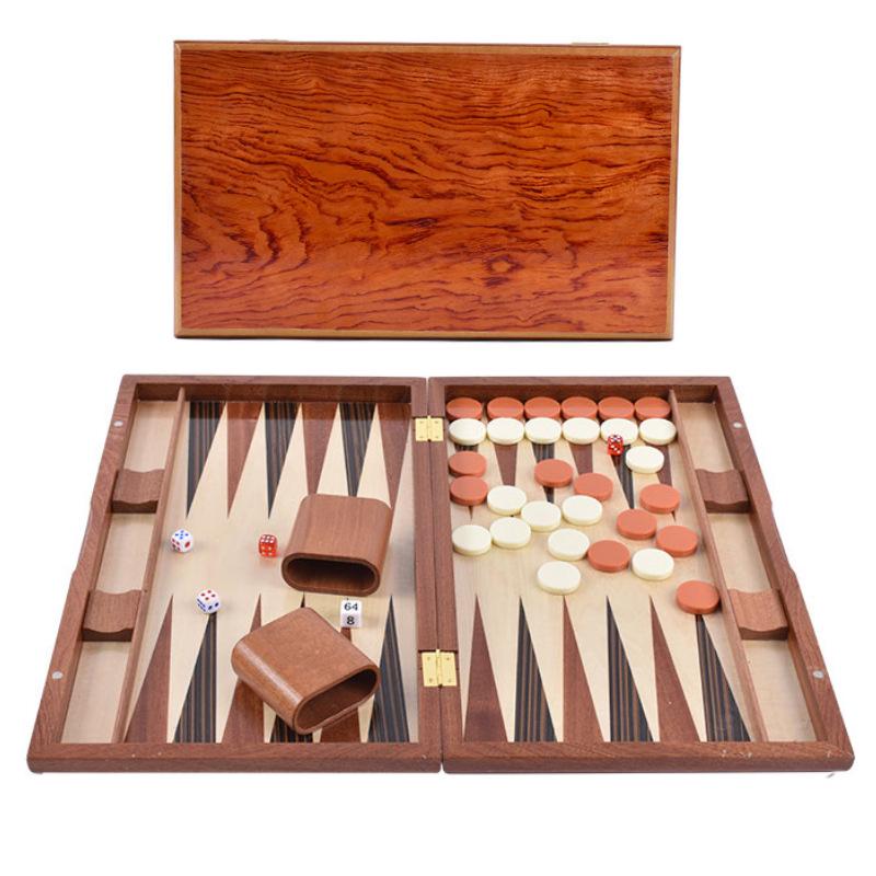 High-End Wooden Backgammon and Baccarat Card Set In Solid Wood Box