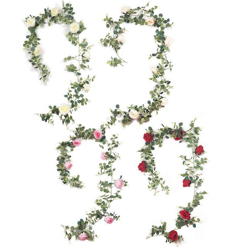 Lush 1.95m Artificial Eucalyptus With Rose Vine Perfect For Event And Home Decorations