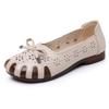 Summer Hollow Shoes Sandals Women's Middle-aged and Old Soft Sole Non-slip Beef Tendon Sole Middle-aged Single Shoes Elderly Hole Leather Shoes