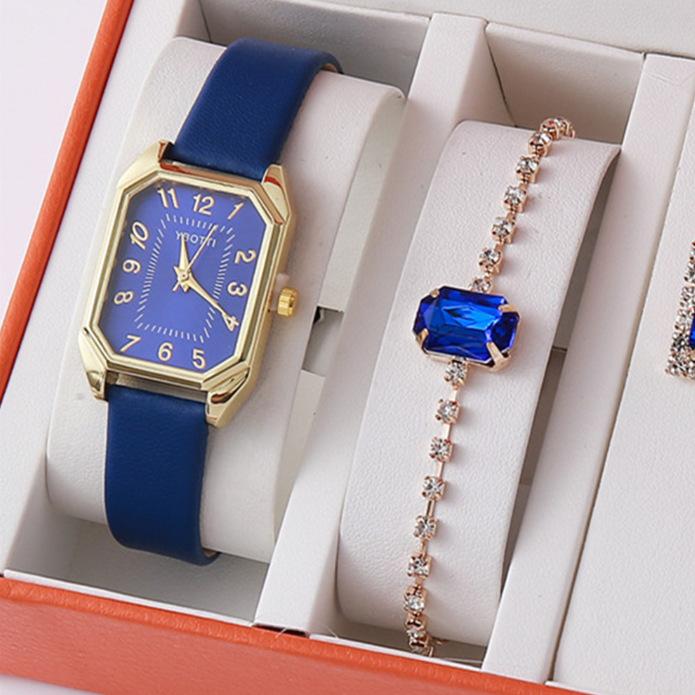 New Square Roman Watch Gem Bracelet Set Square Belt Square Gem Bracelet Set Watch
